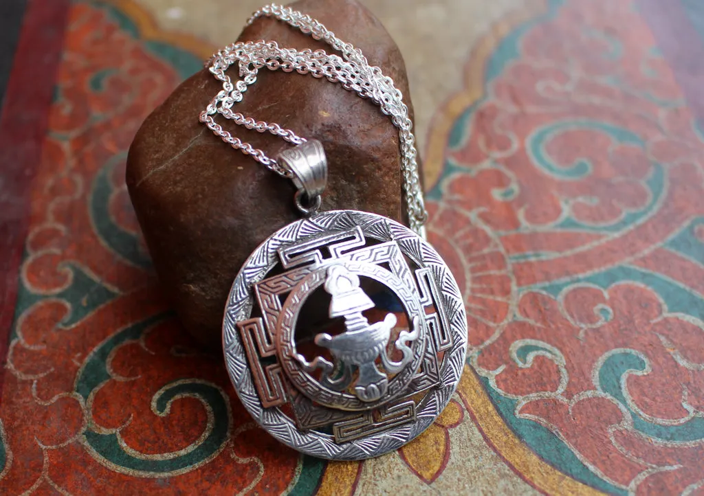 Lucky Symbol Treasure Vase Tibetan Pendant