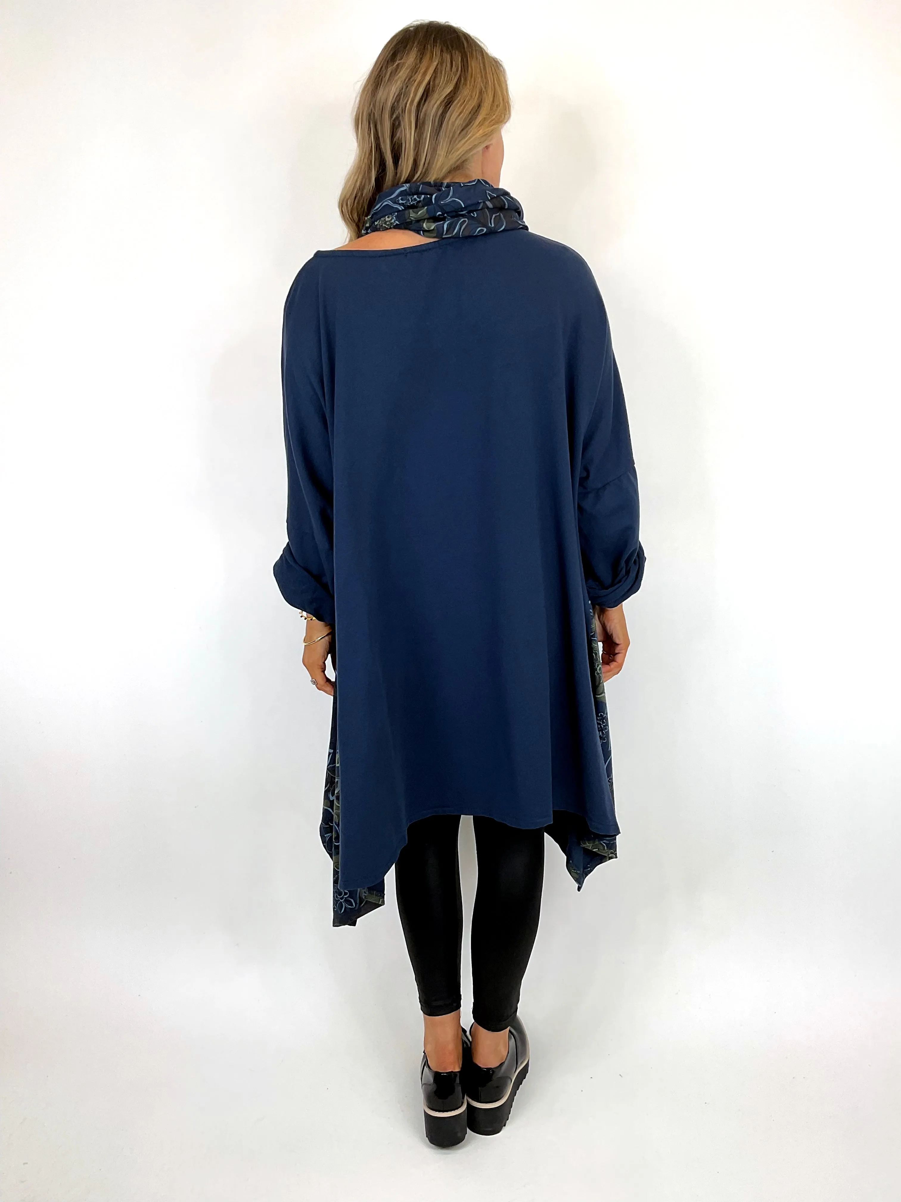 Made in Italy Lagenlook Ashley Scarf Top in Navy Blue. code 11022
