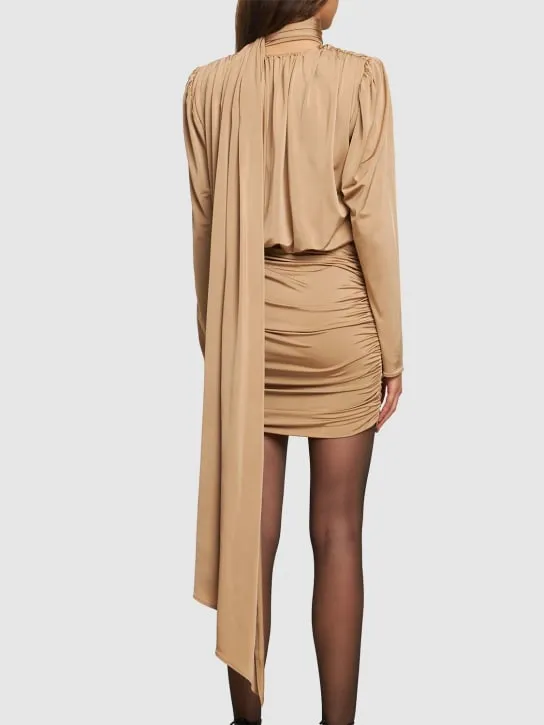 Magda Butrym   Draped satin mini dress w/scarf 