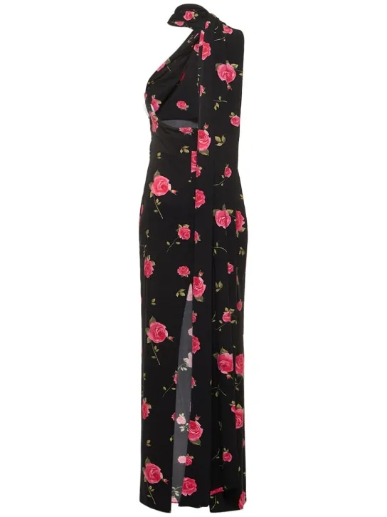 Magda Butrym   Rose print jersey long dress w/scarf 