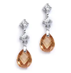 Malia Champagne crystal drop earrings