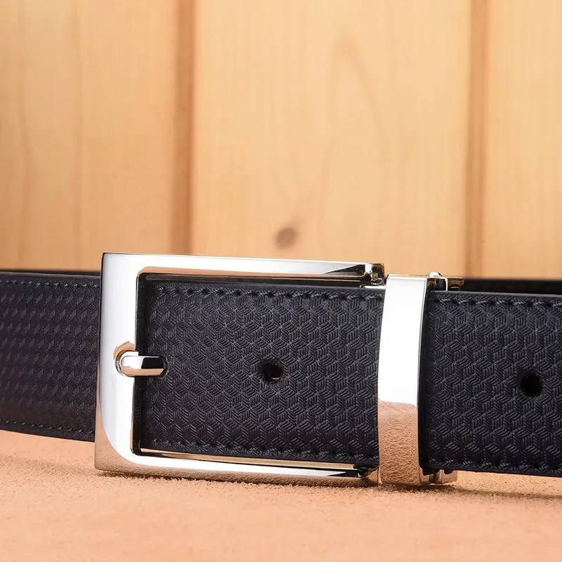 Man Cowskin Leather Belts For Men Jeans Plaid Strap High Quality Luxury Pin Buckle Male Genuine Leather Classic Belt Waistband