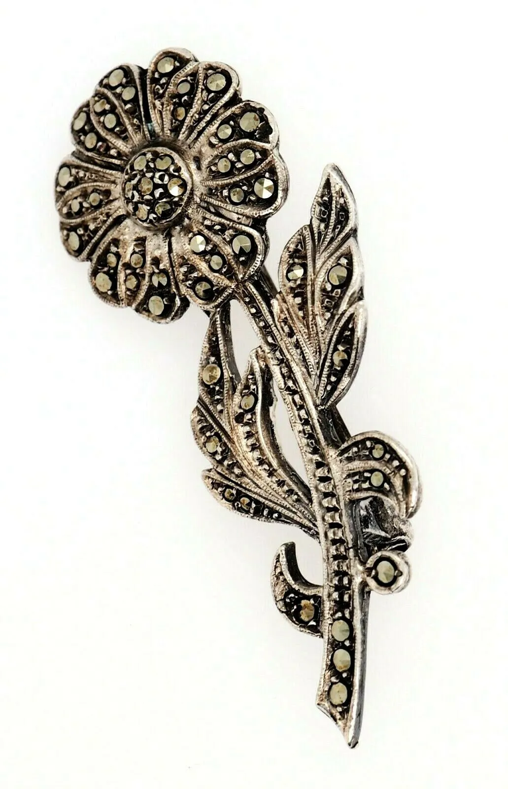Marcasite Sterling Silver Flower Brooch