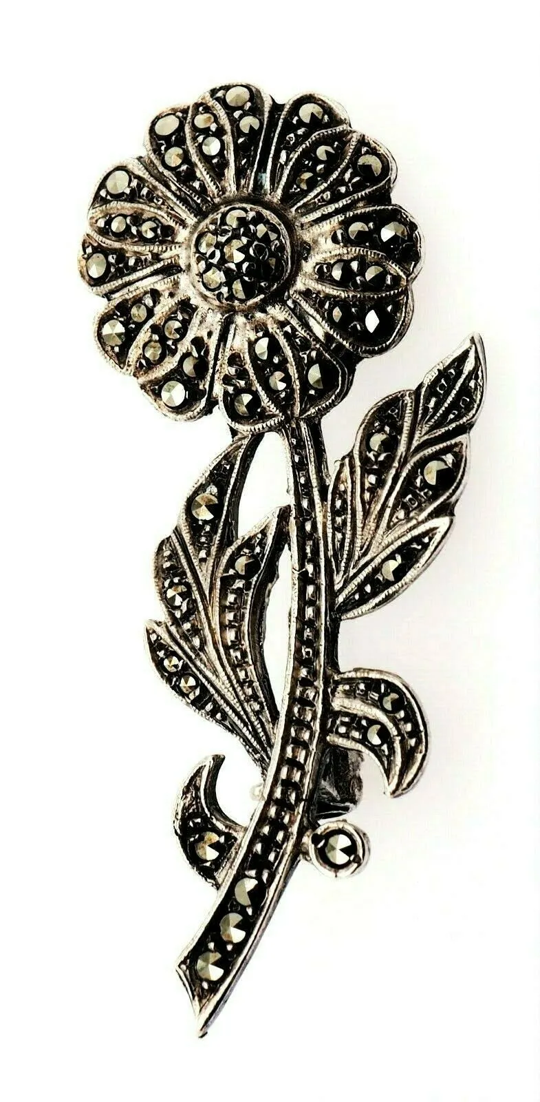 Marcasite Sterling Silver Flower Brooch