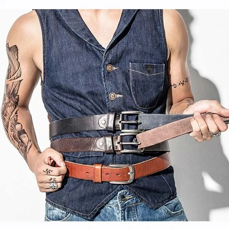 MEDYLA Men Belt Top Layer Leather Casual Belts Vintage Handmade Design Pin Buckle Genuine Leather Belts Male Waistband MD619