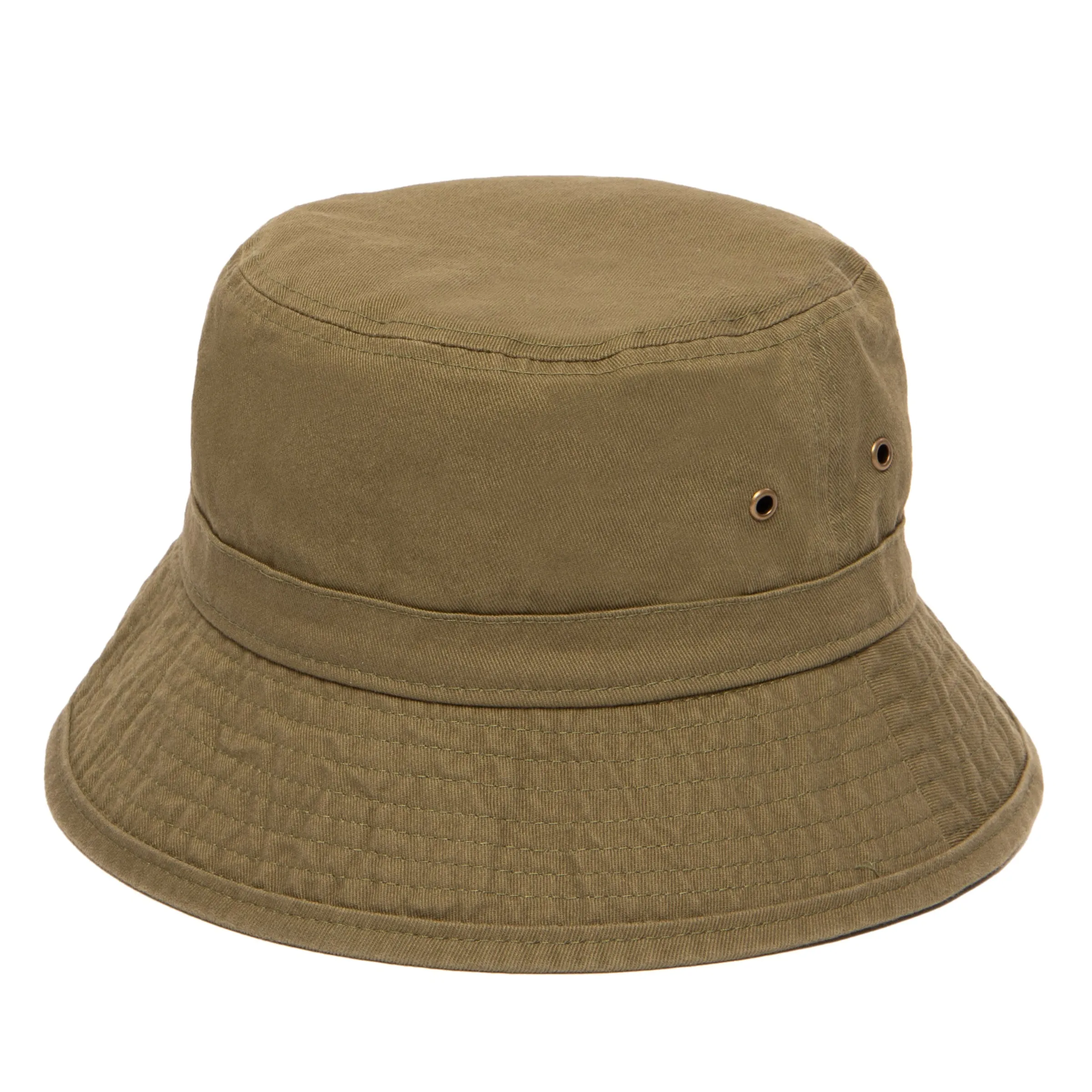 Men's washed cotton bucket with side grommets