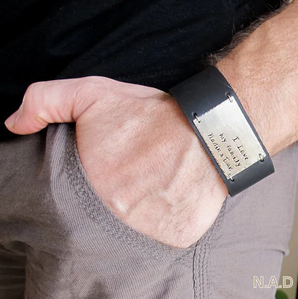 Mens Wide Band Cuff with Quote