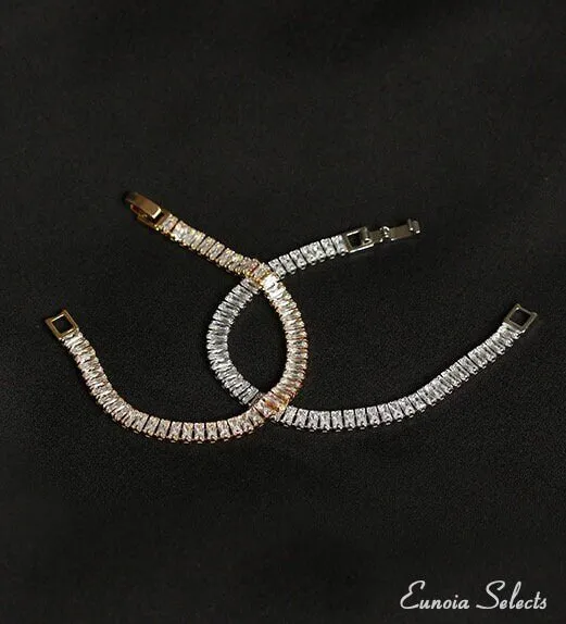 Milan 18k Alluring Tennis Bracelet, Gold Vermeil Chunky Cubic Zirconia | Classy Modern