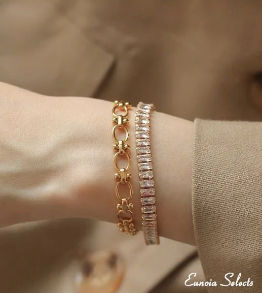 Milan 18k Alluring Tennis Bracelet, Gold Vermeil Chunky Cubic Zirconia | Classy Modern