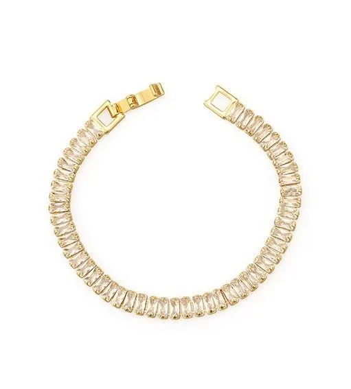 Milan 18k Alluring Tennis Bracelet, Gold Vermeil Chunky Cubic Zirconia | Classy Modern