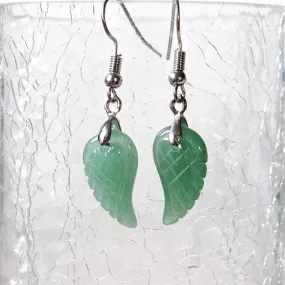 Mini Aventurine Angel Wing Earrings