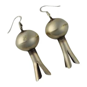 Monica Smith Squash Blossom Plain Oxidized Earrings Navajo Sterling Silver