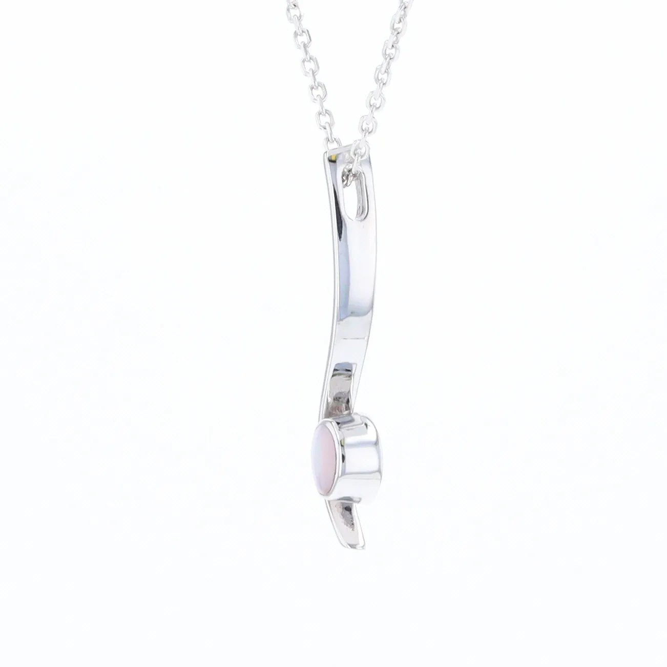 Mother Of Pearl Round Inlaid Curved Bar Pendant