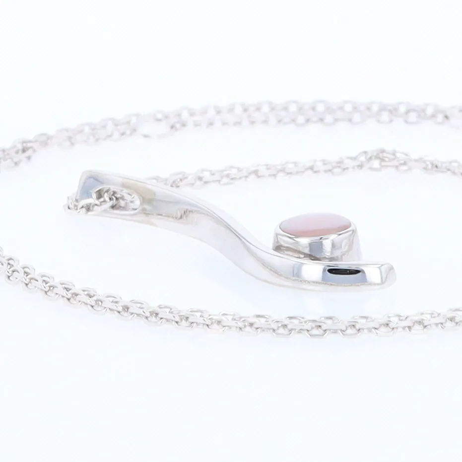 Mother Of Pearl Round Inlaid Curved Bar Pendant