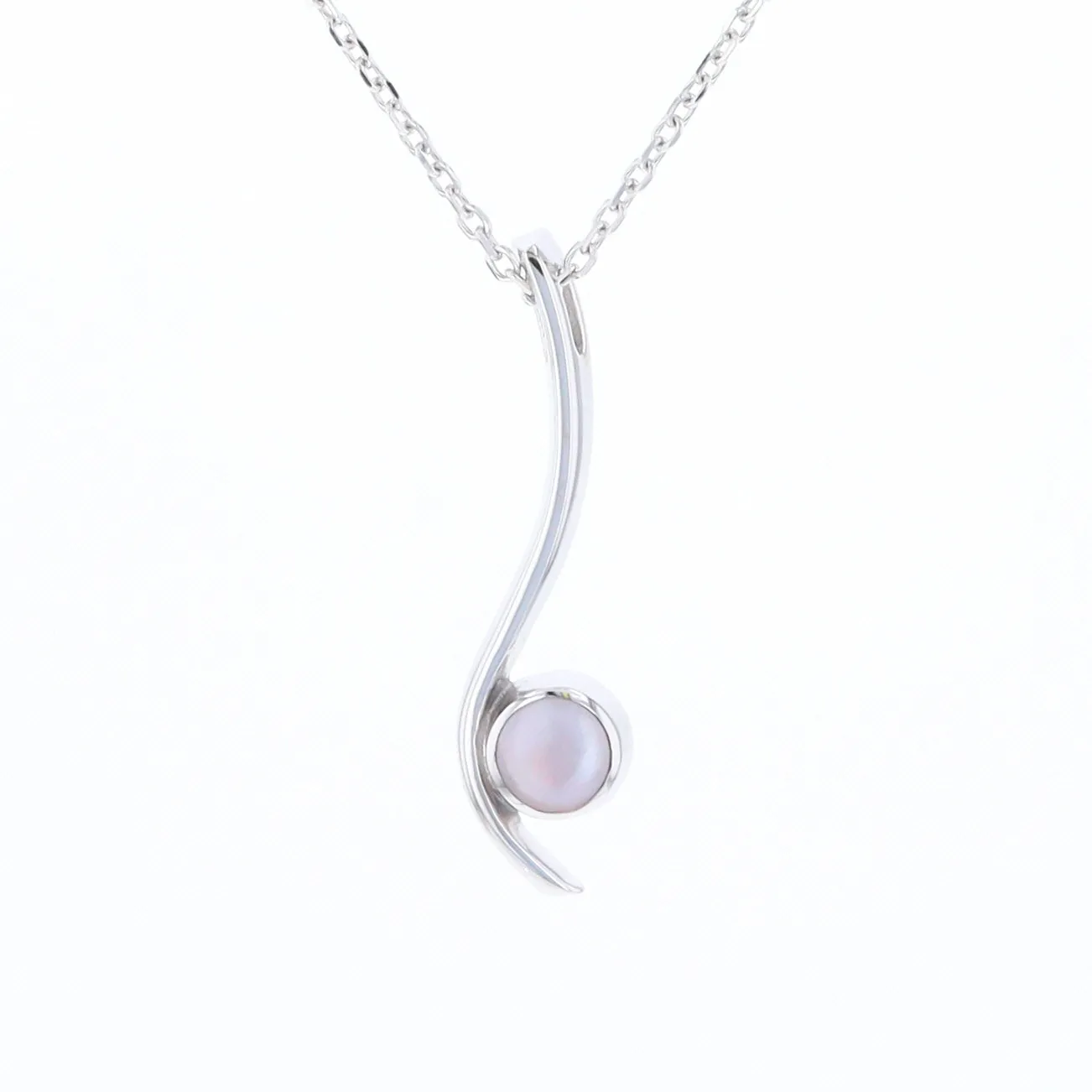 Mother Of Pearl Round Inlaid Curved Bar Pendant