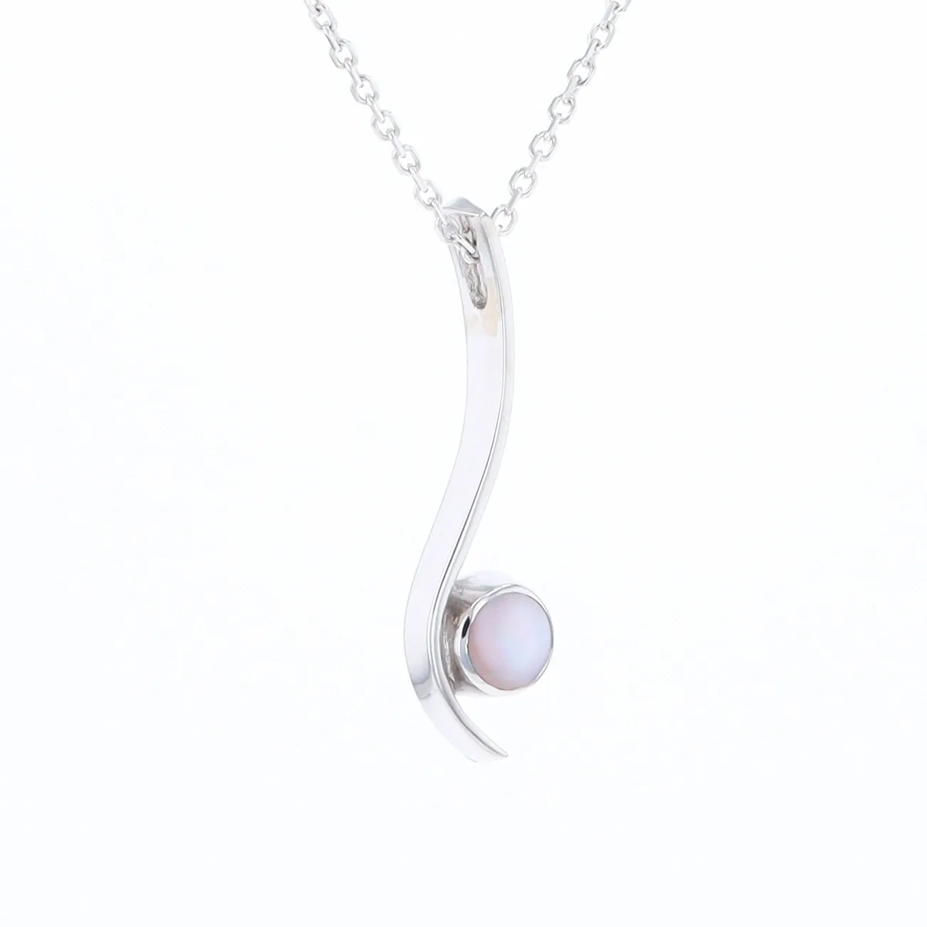 Mother Of Pearl Round Inlaid Curved Bar Pendant