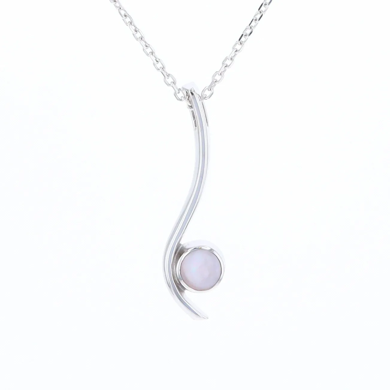 Mother Of Pearl Round Inlaid Curved Bar Pendant