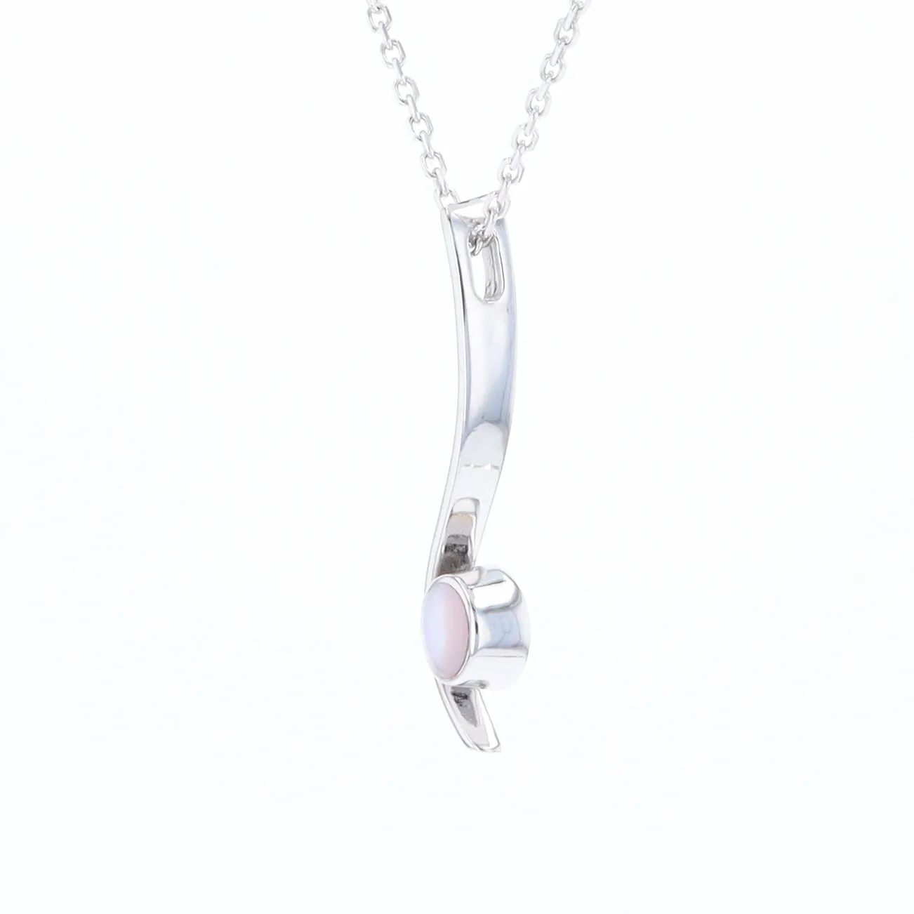 Mother Of Pearl Round Inlaid Curved Bar Pendant