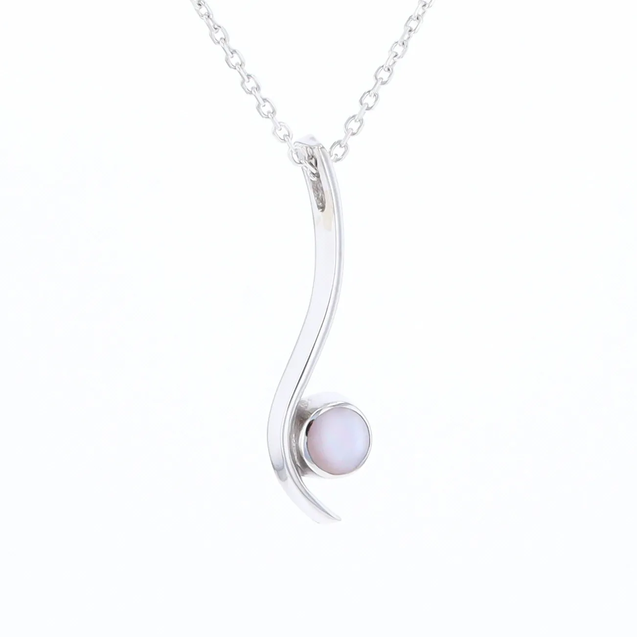 Mother Of Pearl Round Inlaid Curved Bar Pendant
