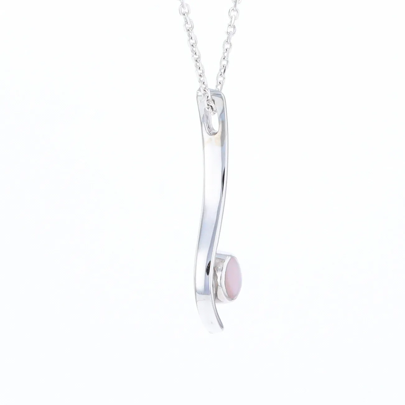 Mother Of Pearl Round Inlaid Curved Bar Pendant