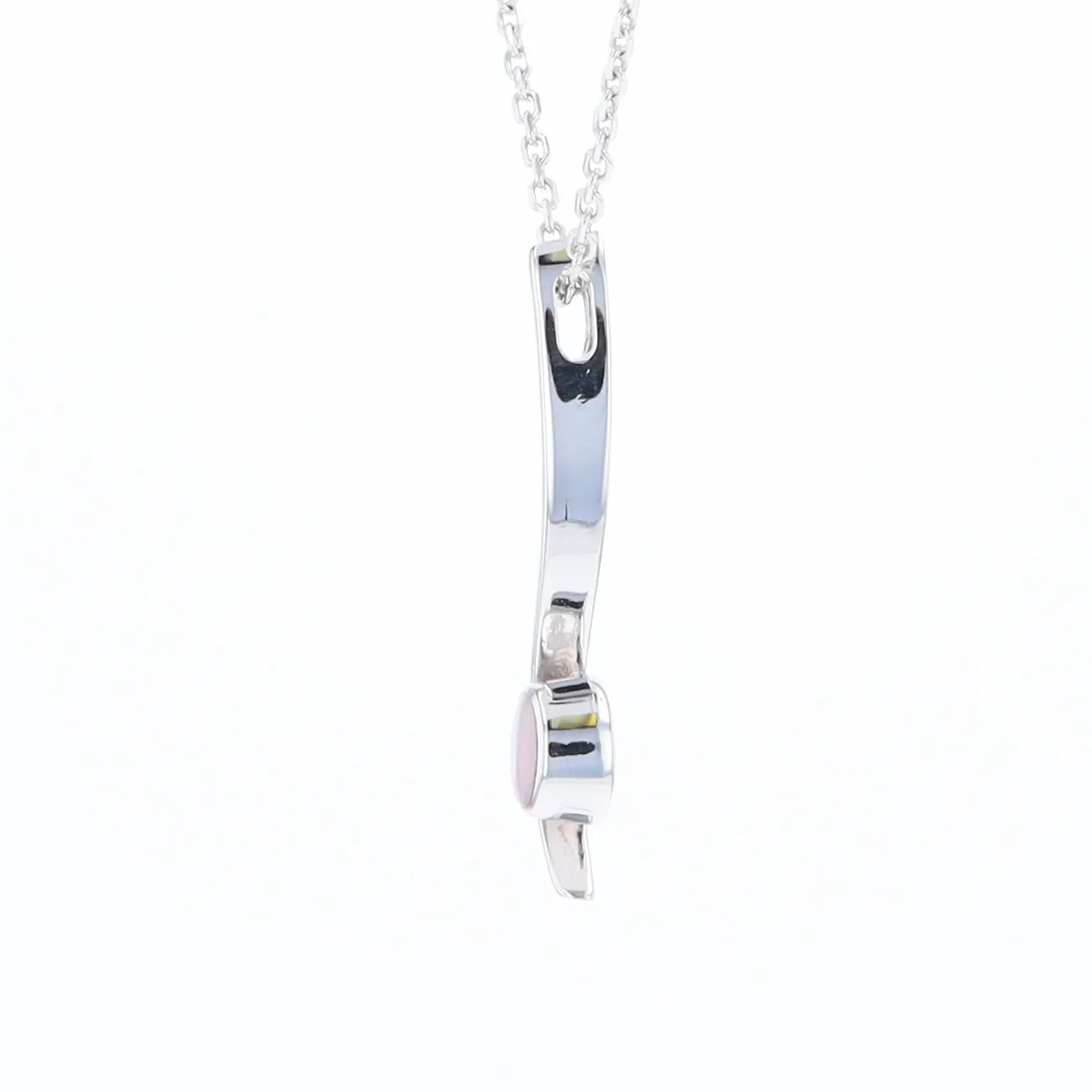 Mother Of Pearl Round Inlaid Curved Bar Pendant