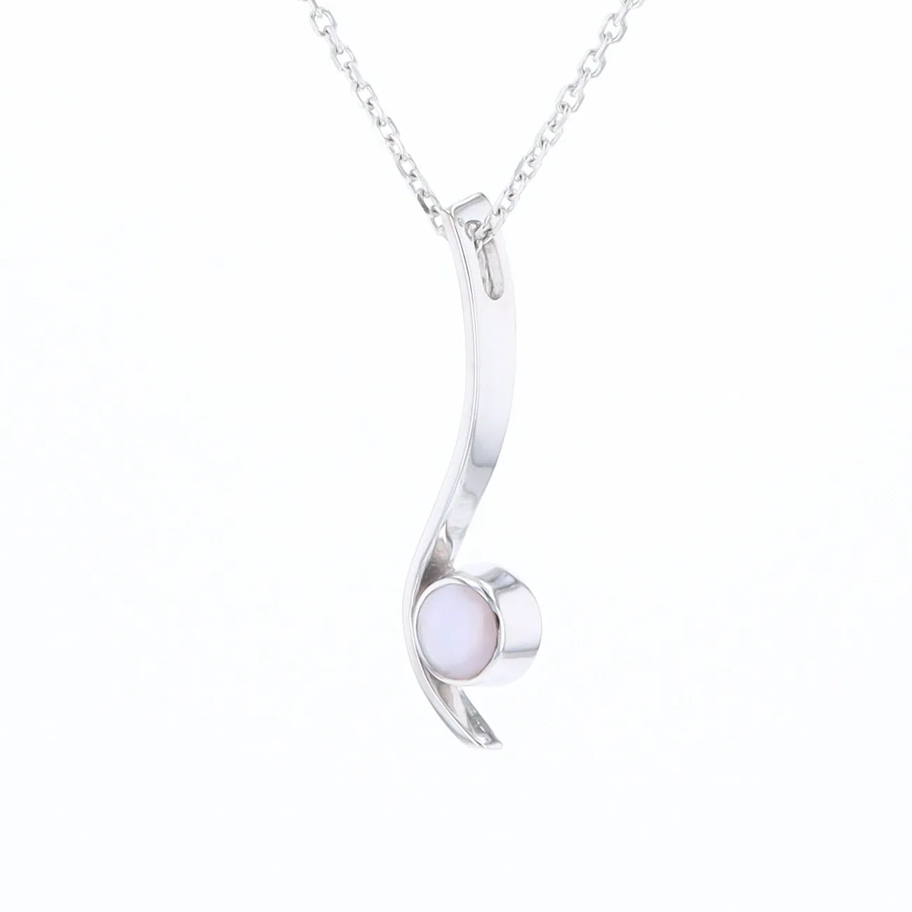 Mother Of Pearl Round Inlaid Curved Bar Pendant