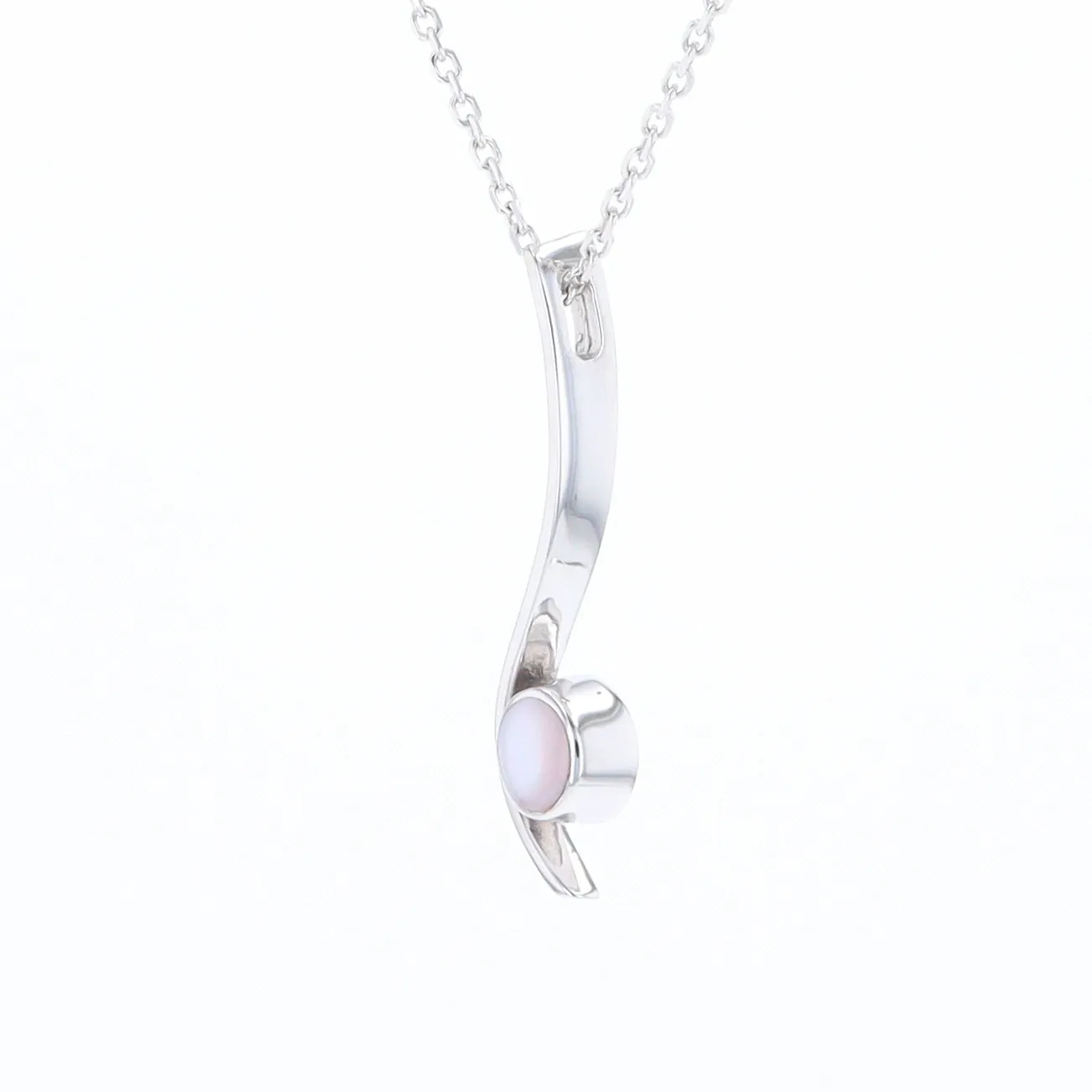 Mother Of Pearl Round Inlaid Curved Bar Pendant