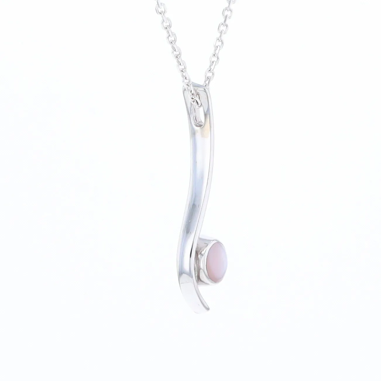 Mother Of Pearl Round Inlaid Curved Bar Pendant