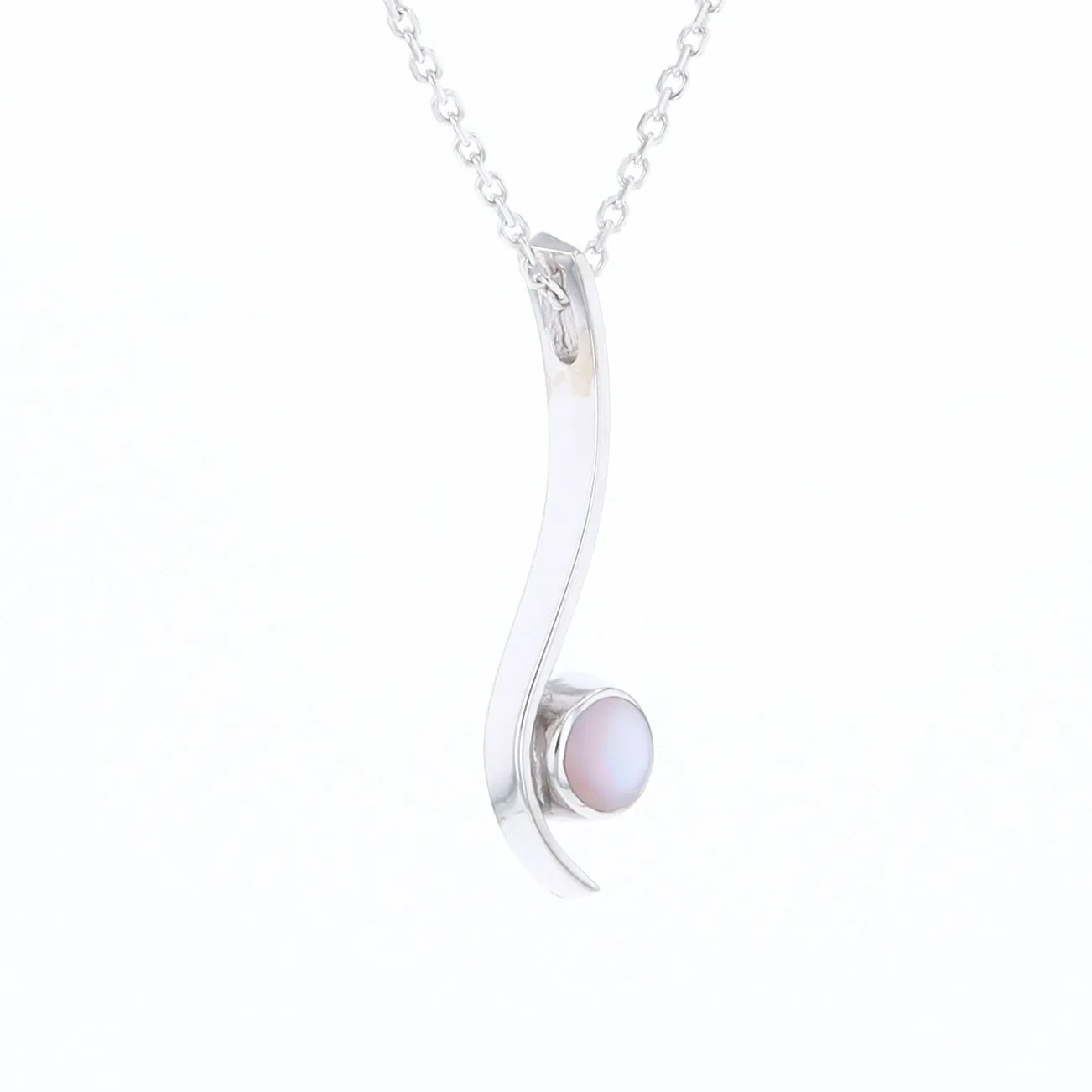 Mother Of Pearl Round Inlaid Curved Bar Pendant