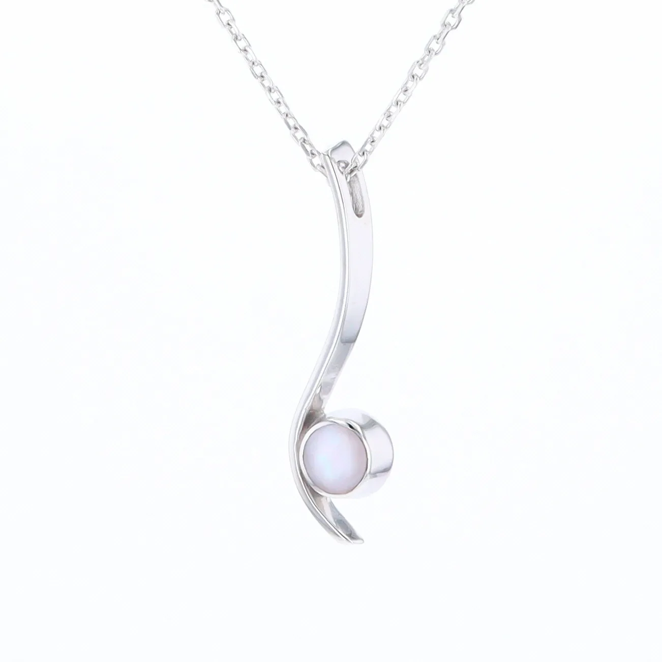Mother Of Pearl Round Inlaid Curved Bar Pendant