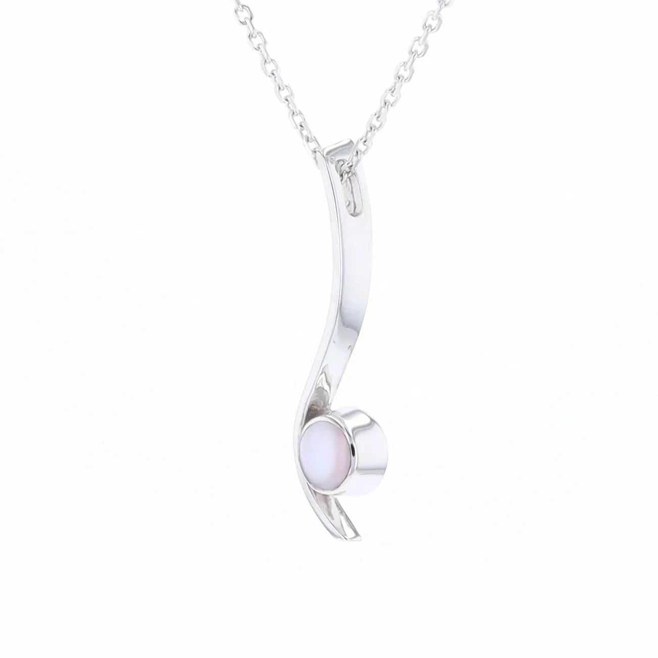 Mother Of Pearl Round Inlaid Curved Bar Pendant