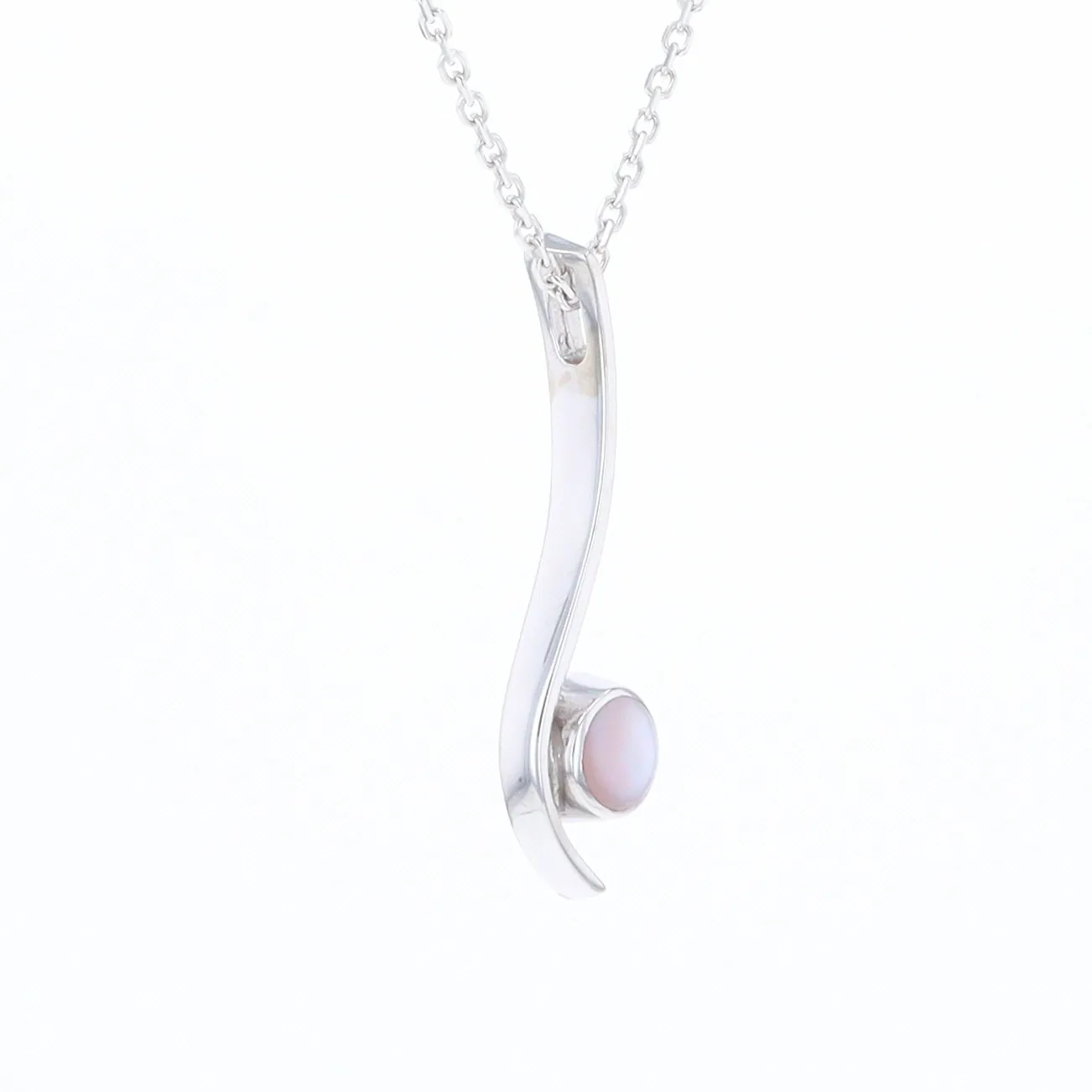 Mother Of Pearl Round Inlaid Curved Bar Pendant