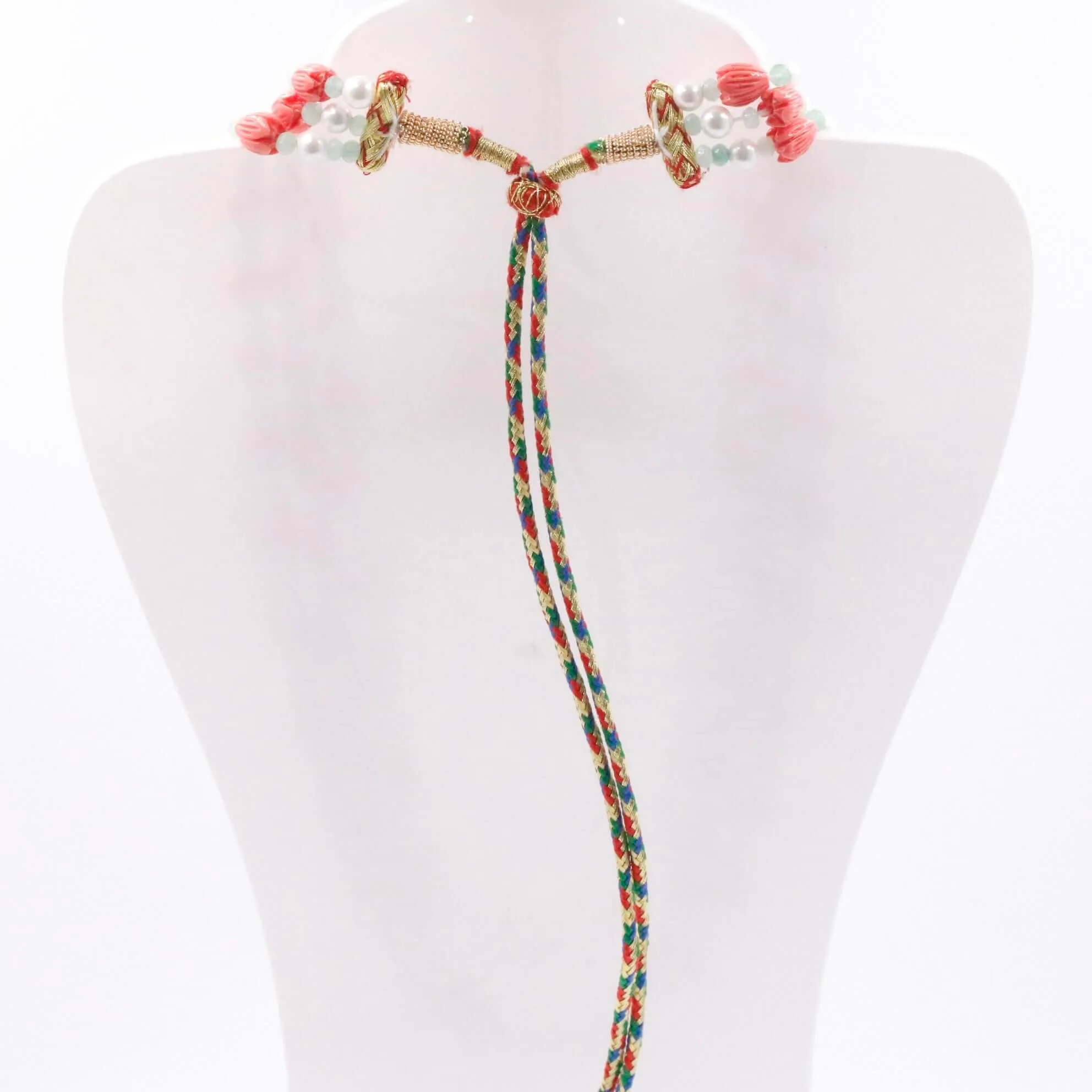 Multi Color Gemstone Necklace Coral tulip / Shell Pearl & Quartz Beaded Necklace Coral tulip w/ Mother Of Pearl & Quartz Gemstone Necklace SKU 6143290
