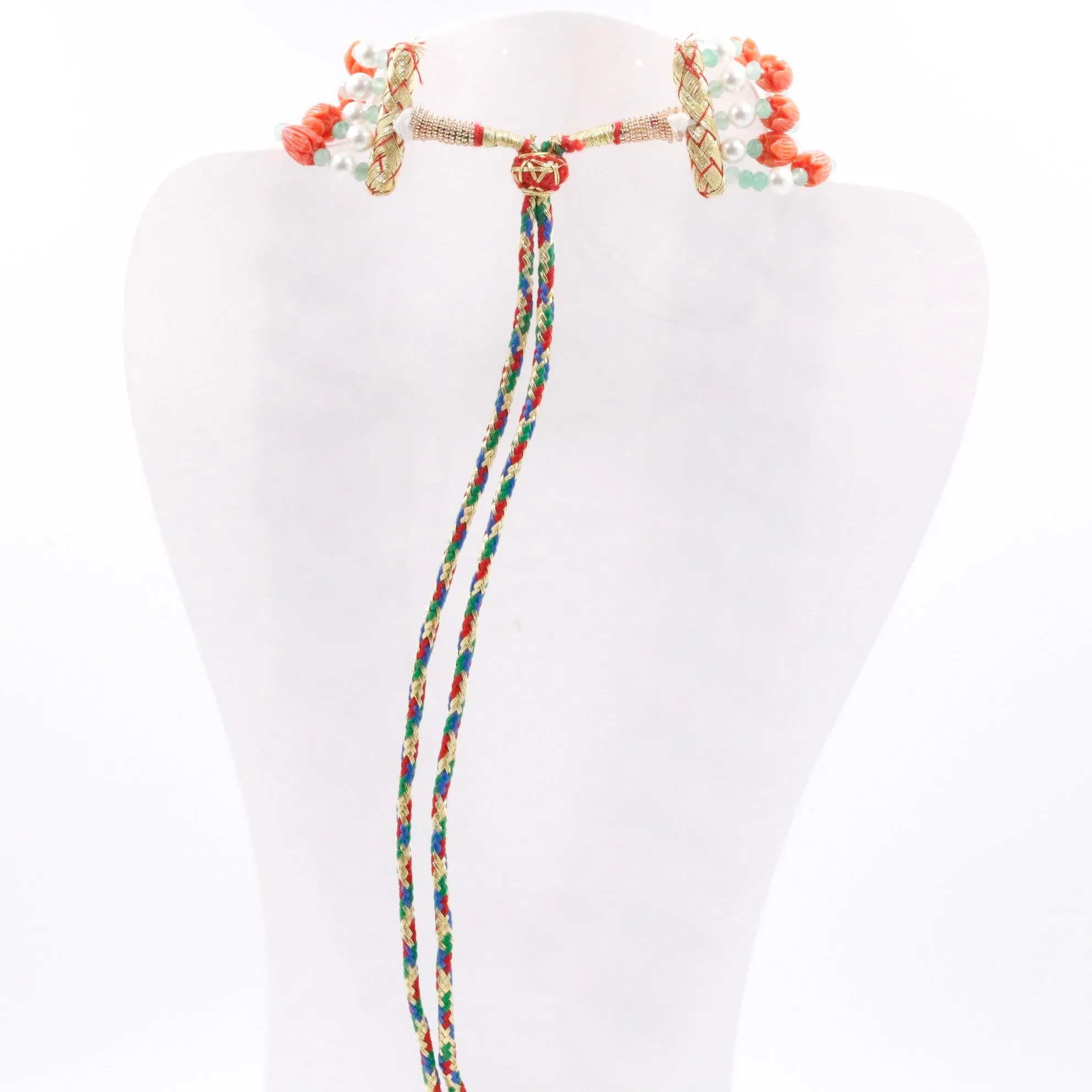 Multi Color Gemstone Necklace Coral tulip / Shell Pearl & Quartz Beaded Necklace Coral tulip w/ Mother Of Pearl & Quartz Gemstone Necklace SKU 6143290