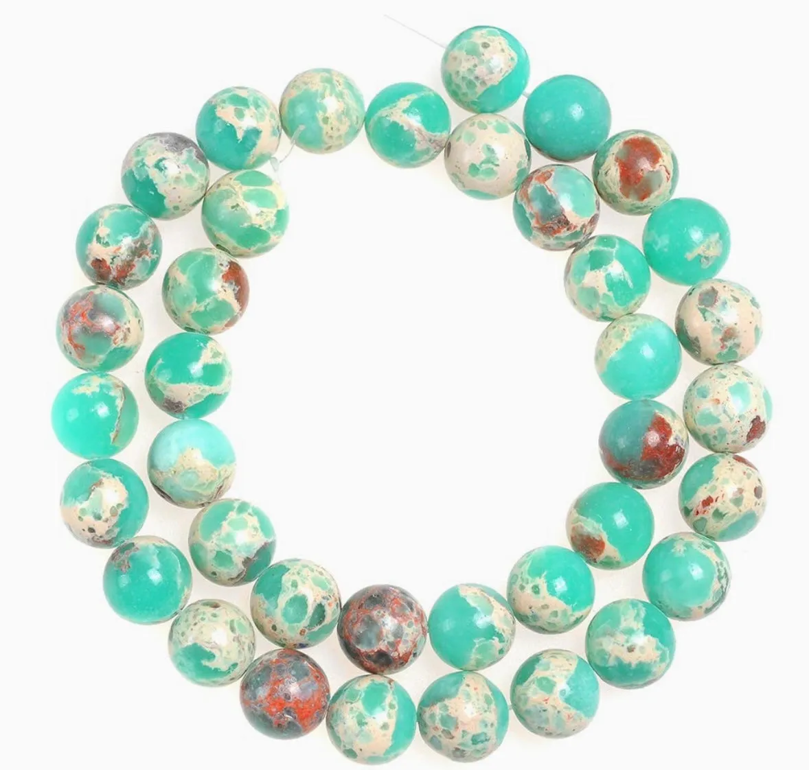 Multi-Colored Green Jasper Gemstone Beaded Bracelet