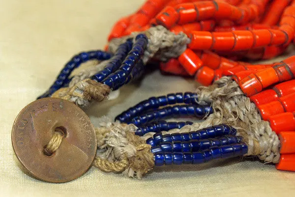 Multi-Strand Coral Glass Naga Necklace