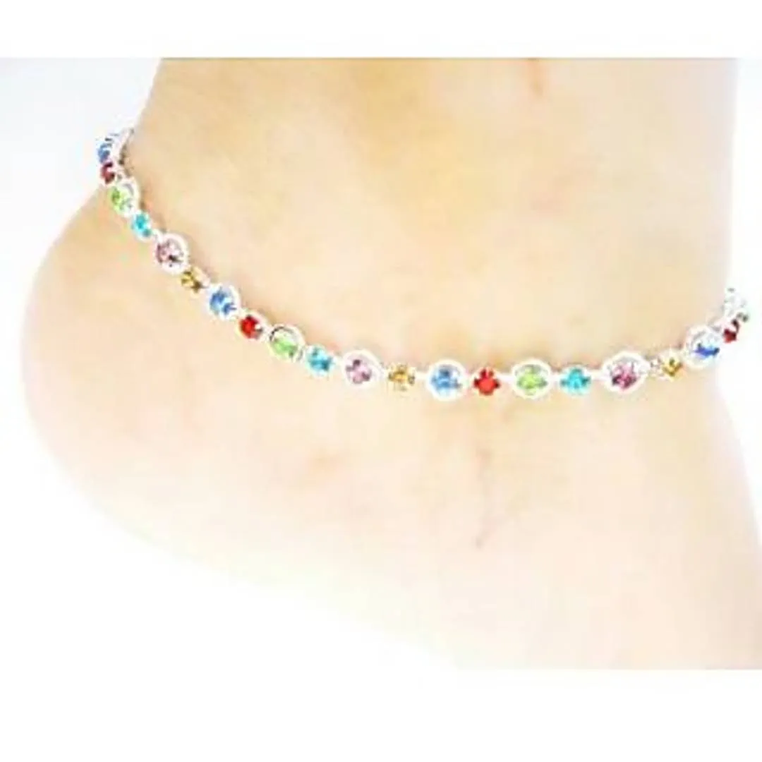 Multicolor Single Liner Stone Anklet for Women