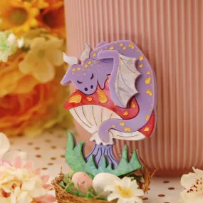 Mushroom Dragon Acrylic Brooch