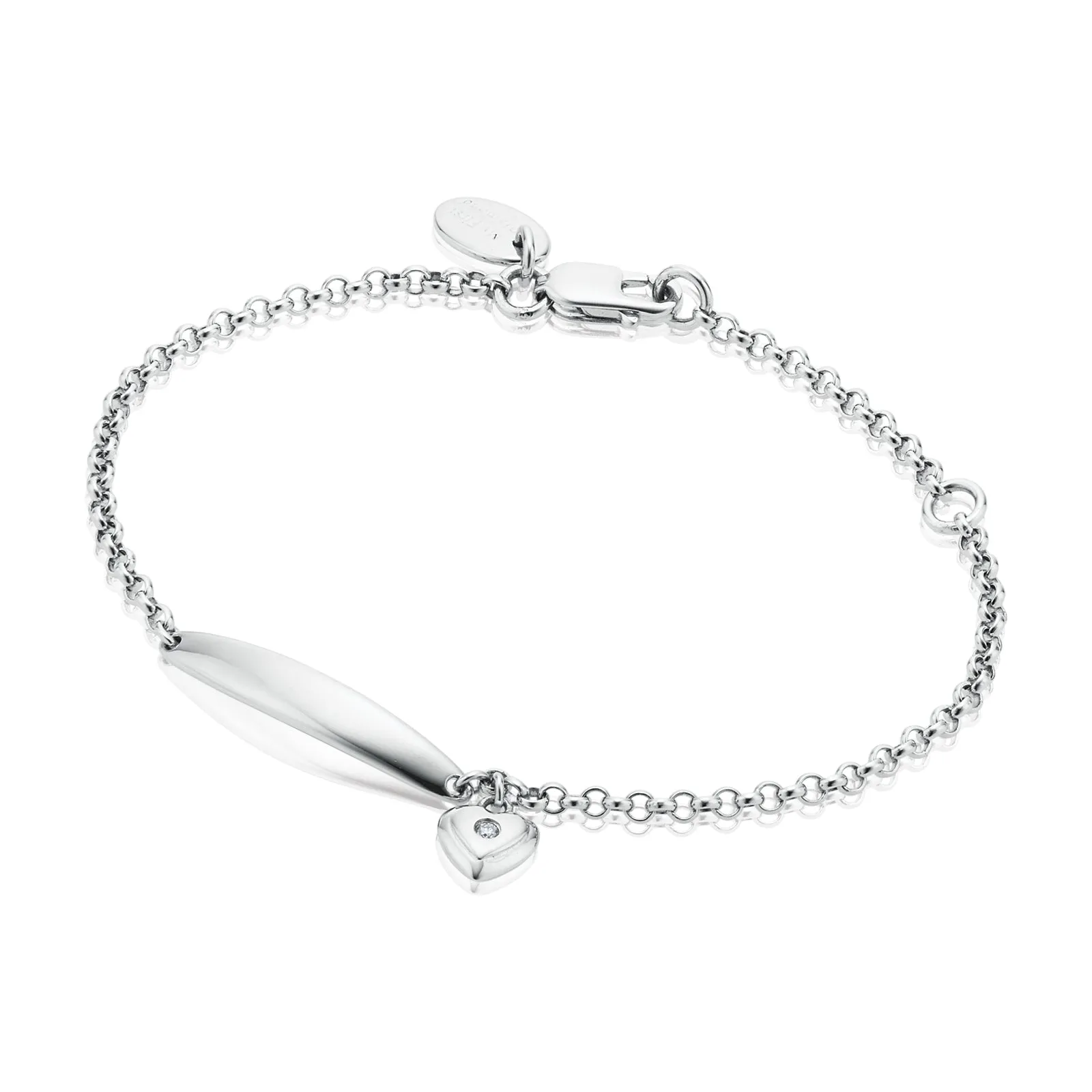My First Diamond Kids Sterling Silver Heart Charm Bracelet