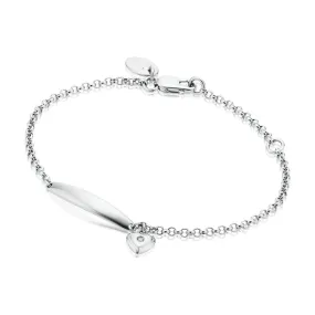 My First Diamond Kids Sterling Silver Heart Charm Bracelet