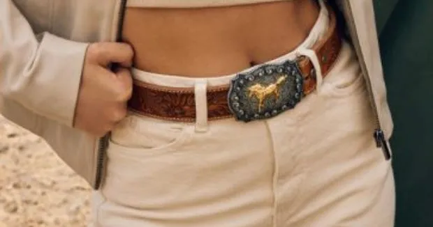 Myra Bag Brisk Leaves Hand-Tooled Leather Belt