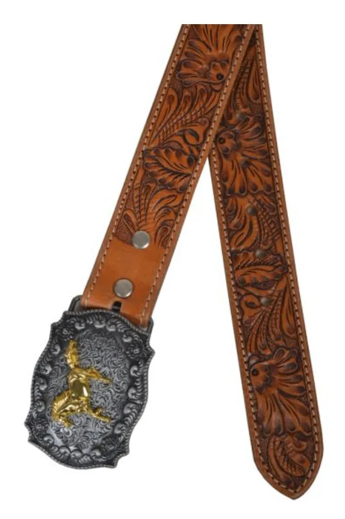 Myra Bag Brisk Leaves Hand-Tooled Leather Belt