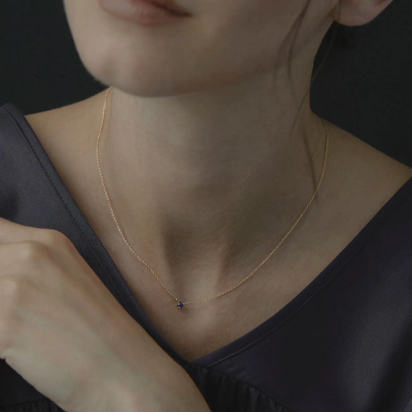N6701S | 3mm Blue Sapphire Birthstone Necklace