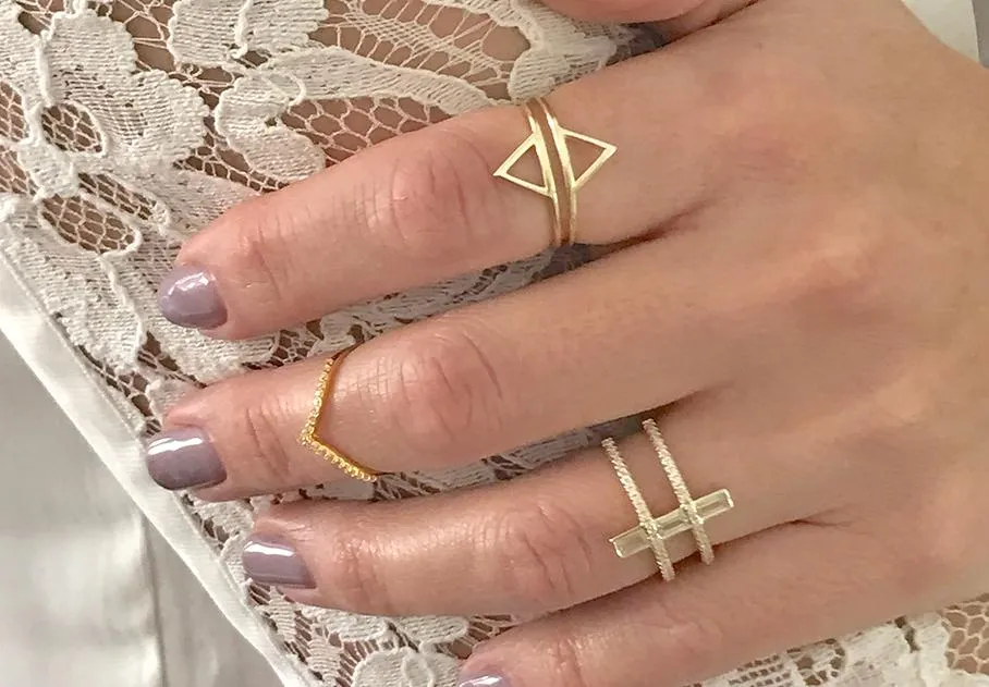 Nadia Double Triangle Ring