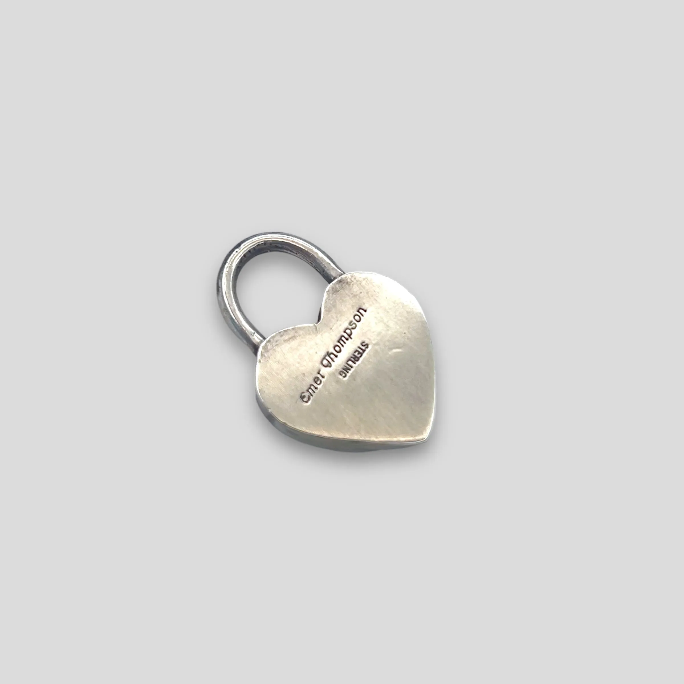 Native American Sterling Silver Stamped Turquoise Heart Pendant
