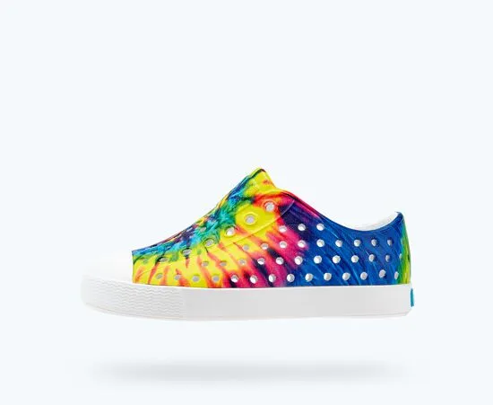 NATIVE Jefferson Print Child Shoes Shell White/Shell White/Neon Multi Tie Dye