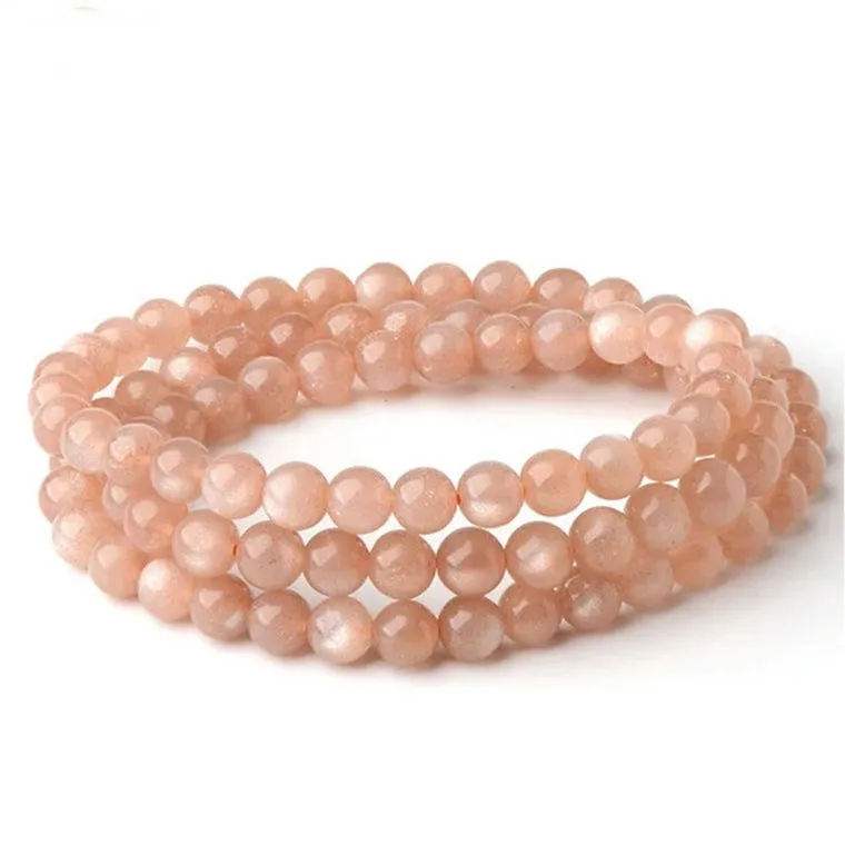 Natural Golden Sand Sunstone Multi-Circle Bracelet Orange Yellow Moonstone Sunstone Crystal Stone Three Circles