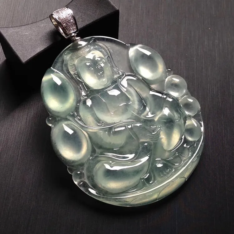 Natural Jade Pendant Jadeite Guan Yin Pendant PT271