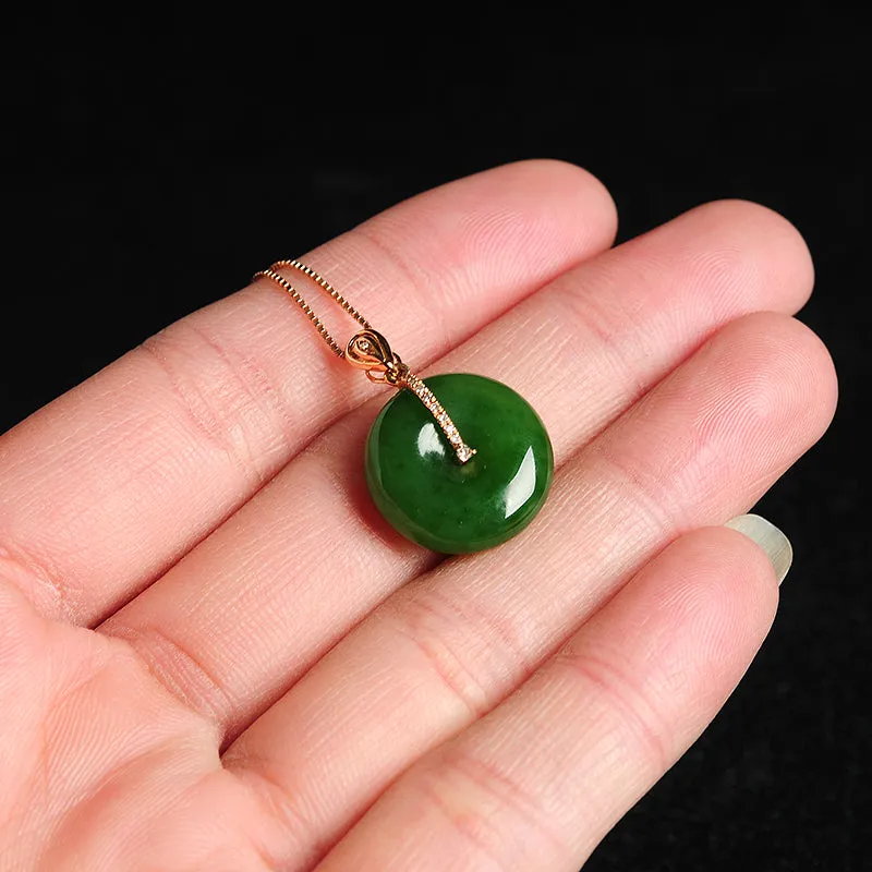 Natural Jade Pendant Nephrite Gold Pendant PT129