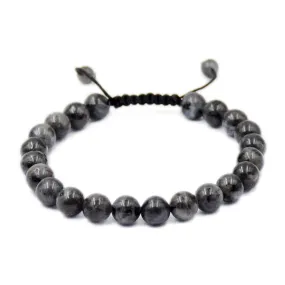 Natural Larvikite Labradorite 8mm Gemstone Healing Power Crystal Adjustable Macrame Bracelet